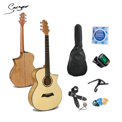 Stock wholesale musical instruments factory price spruce ash cutaway body acoustic guitar kit