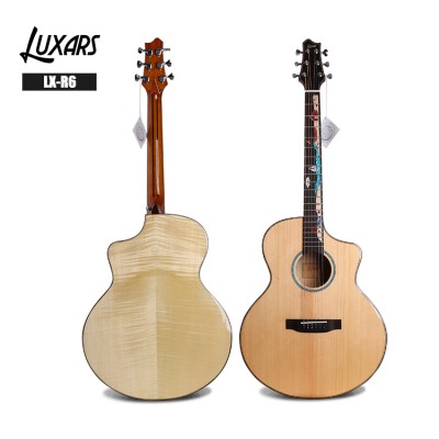 LX-R6 2020 NEW custom artwork fretboard inlay flamed maple solid top acoustic guitar