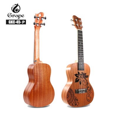 GKC-45 China factory brand 24inch good ukelele, cheap mahogany electric concert ukulele