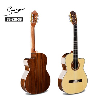 CG-220 made in China Factory wholesale price 39 inch 4/4 SIZE cutaway nylon string electric classical guitar