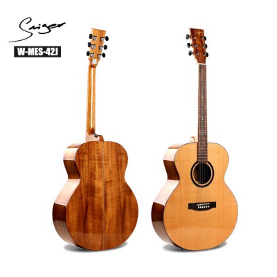 wholesale koa solid wooden western Jumbo country guitar acoustic