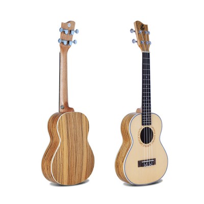 Die cast Concert 23" 24" Zebrawood Ukuleles Spruce Wooden Musical Instruments GKC-60