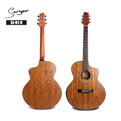 SJ-R1-R 2020 New oem guitar factory wholesale price walnut satin cutaway electric acoustic guitar with armrest